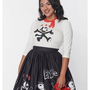 Unique Vintage X Felix The Cat Bow Sweetie Hearts 40'S Top #0137